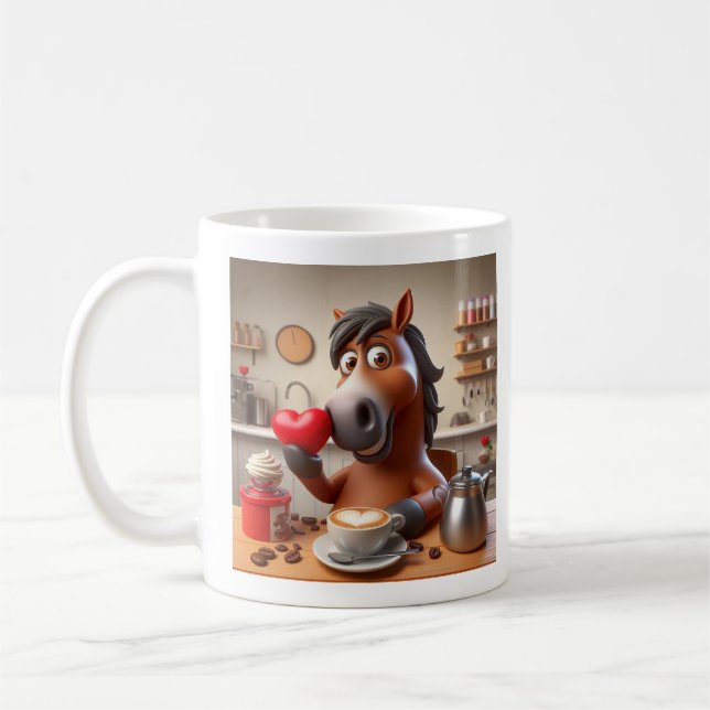 Taza De Café Mugre de caballo con café y corazones (Izquierda)