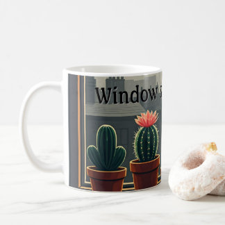 Taza De Café Mugre de cactus del umbral de ventana