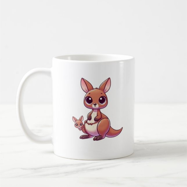 Taza De Café mugre de canguro lindo (Izquierda)