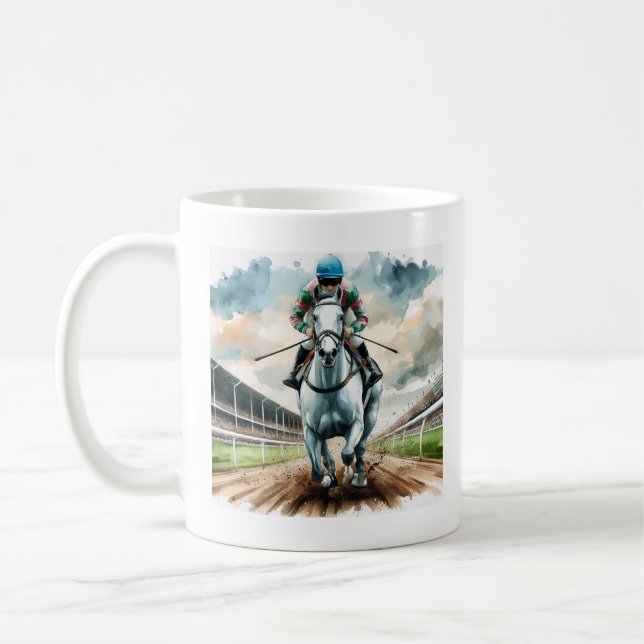 Taza De Café Mugre de carreras de caballos con una carrera de e (Izquierda)