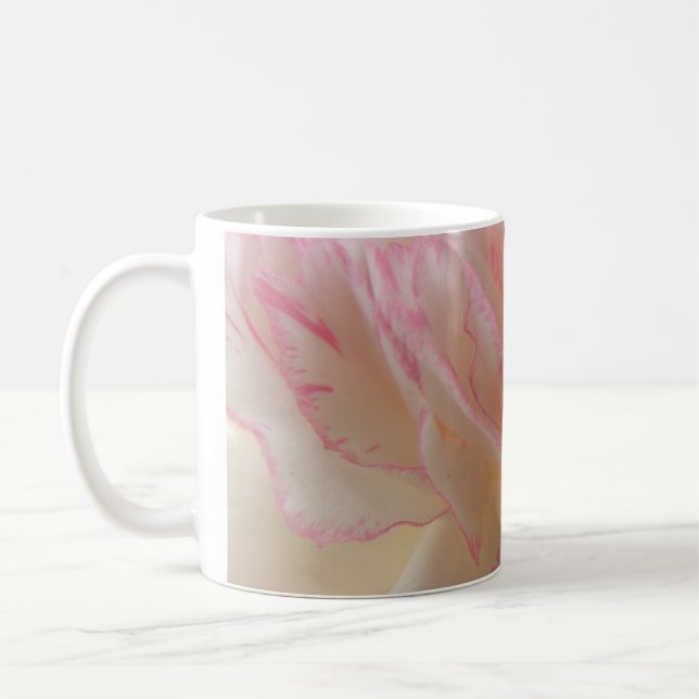 Taza De Café Mugre de clavel rosa y blanco (Izquierda)