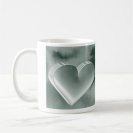 Taza De Café Mugre de corazón 3D plateado de color de agua únic