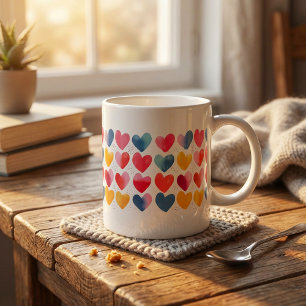Taza De Café Mugre de corazones de amor coloridos