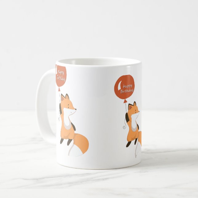 Taza De Café Mugre de cumpleaños de zorro superlindo (Anverso izquierdo)