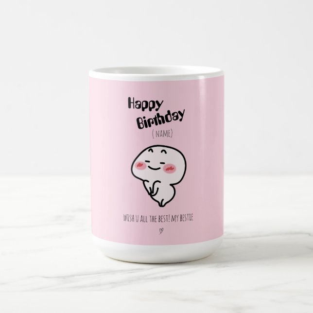 Taza De Café Mugre de cumpleaños rosa lindo y personalizado (Centro)