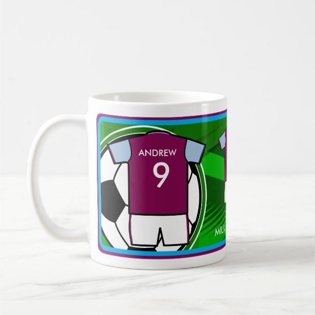 Taza De Café Mugre de diseñador de fútbol personalizado (Izquierda)