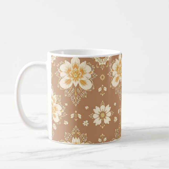Taza De Café Mugre de diseño de patrones de flor (Izquierda)