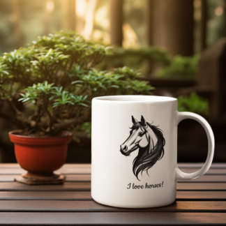 Taza De Café Mugre de estilo flash de retrato de caballo