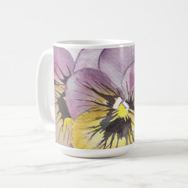 Taza De Café Mugre de flores acuarela (Anverso izquierdo)