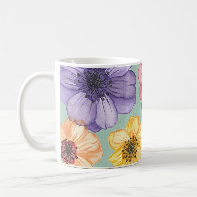 Taza De Café Mugre de flores acuarelas (Izquierda)