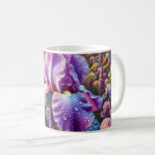 Taza De Café Mugre de flores con flor de iris lavender