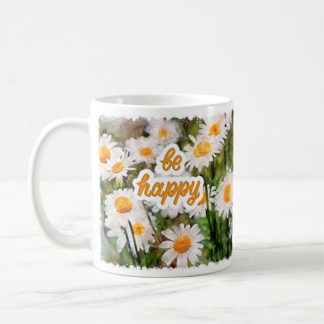 Taza De Café Mugre de flores de Chamomile, Regalo de cumpleaños (Izquierda)