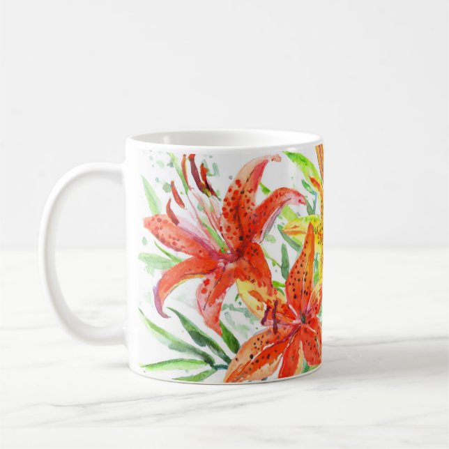 Taza De Café Mugre de flores de lirios de tigre (Izquierda)
