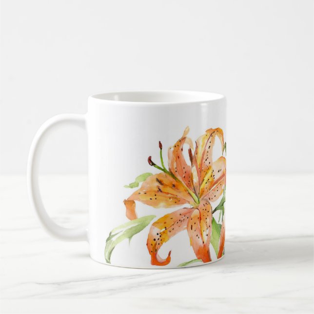Taza De Café Mugre de flores de lirios de tigre (Izquierda)
