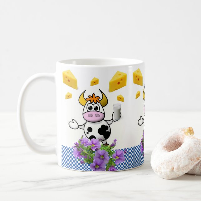 Taza De Café Mugre de flores de queso con leche azul de vaca (Con donut)