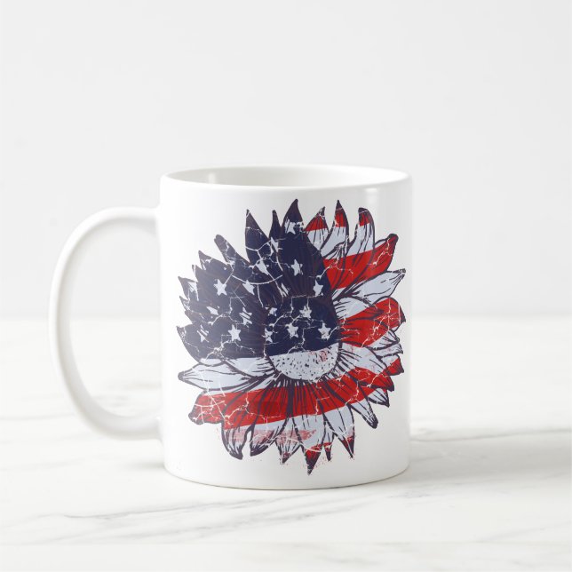 Taza De Café Mugre de flores patriótica (Izquierda)