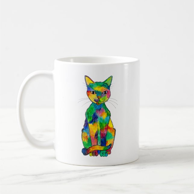 Taza De Café Mugre de gato arco iris (Izquierda)