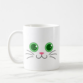 Taza De Café Mugre de gato blanco con ojos grandes