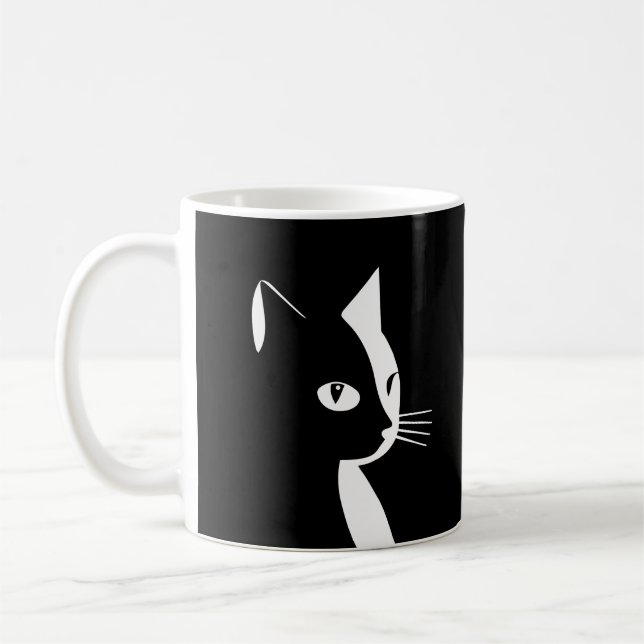 Taza De Café Mugre de gato blanco y negro (Izquierda)