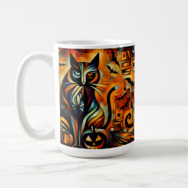 Taza De Café Mugre de gato de Cubism Halloween