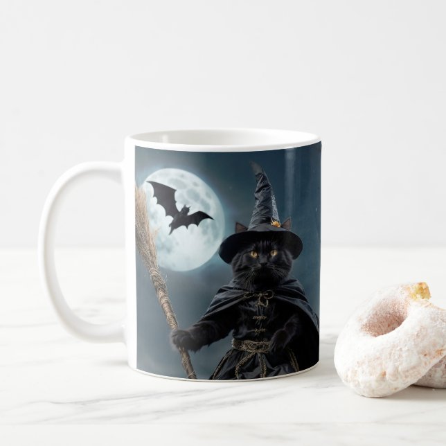 Taza De Café Mugre de gato de Halloween (Con donut)