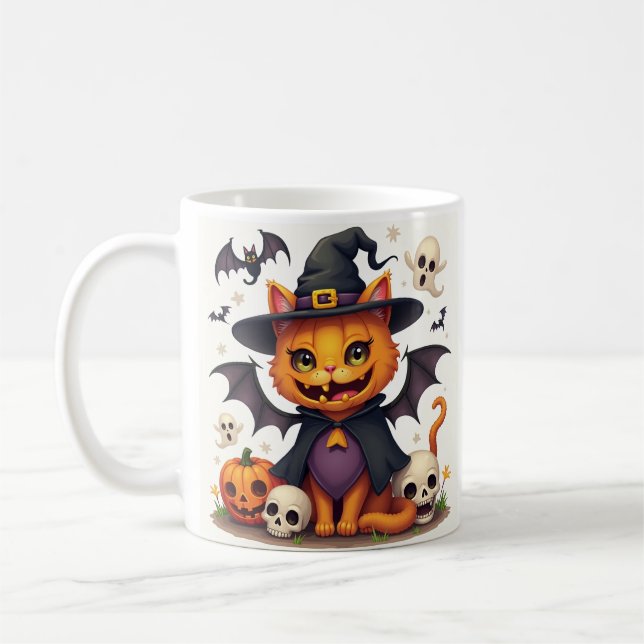 Taza De Café Mugre de gato de Halloween (Izquierda)
