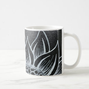 Taza De Café Mugre de girasol blanco y negro