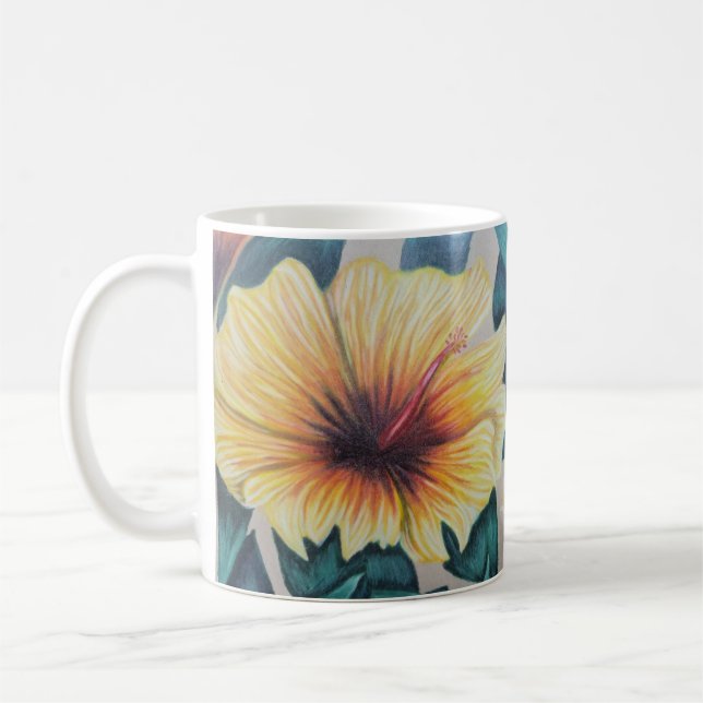 Taza De Café Mugre de hibiscus amarillo (Izquierda)