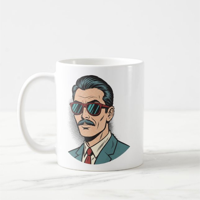 Taza De Café Mugre de hombre retro de bigote de Guay (Izquierda)
