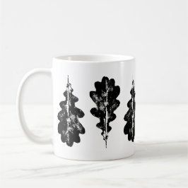 Taza De Café Mugre de impresión de hojas de roble negro y blanc