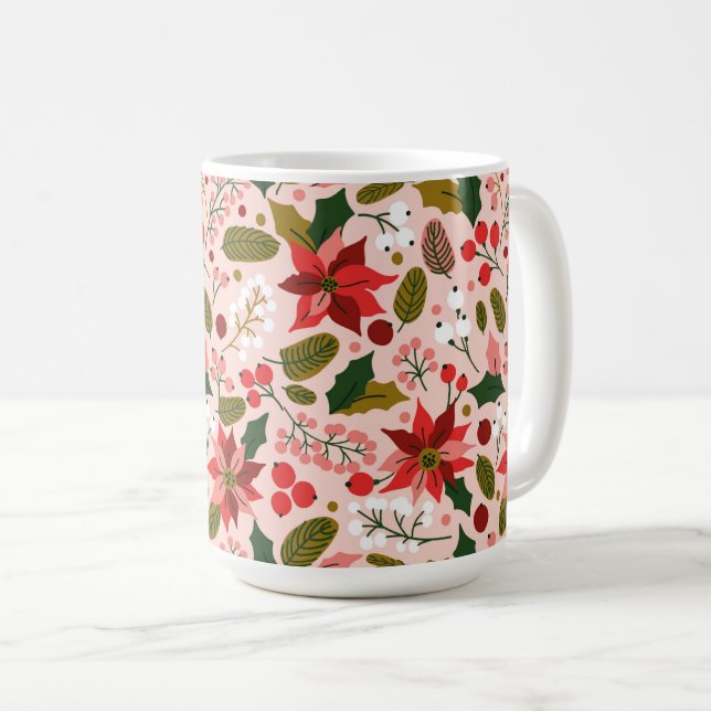 Taza De Café Mugre de invierno de Poinsettia (Anverso derecho)
