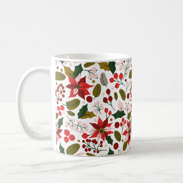 Taza De Café Mugre de invierno de Poinsettia (Izquierda)