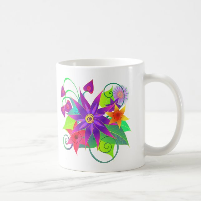 Taza De Café Mugre de jardín de flores (Derecha)