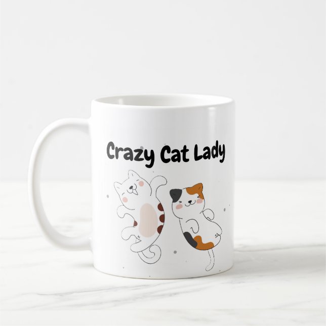 Taza De Café Mugre de la dama del gato loco (Izquierda)