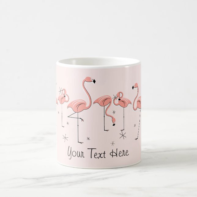 Taza De Café Mugre de la línea rosa de los flamencos (Centro)