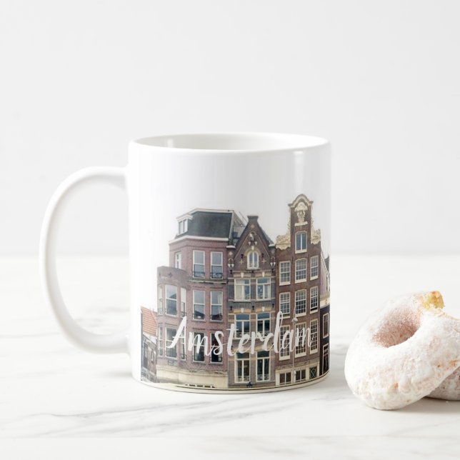 Taza De Café Mugre de las casas de Ámsterdam (Con donut)