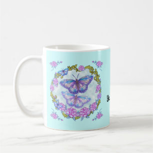 Taza De Café Mugre de los Rosas mariposa