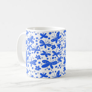 Taza De Café Mugre de mariposas azules
