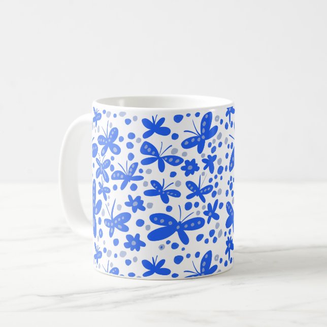 Taza De Café Mugre de mariposas azules (Anverso izquierdo)