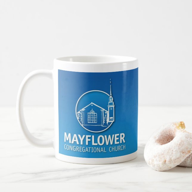 Taza De Café Mugre de Mayflower con dos logos (Con donut)