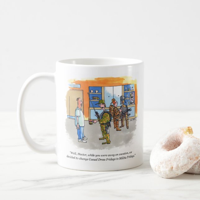 Taza De Café Mugre de milicia los viernes (Con donut)