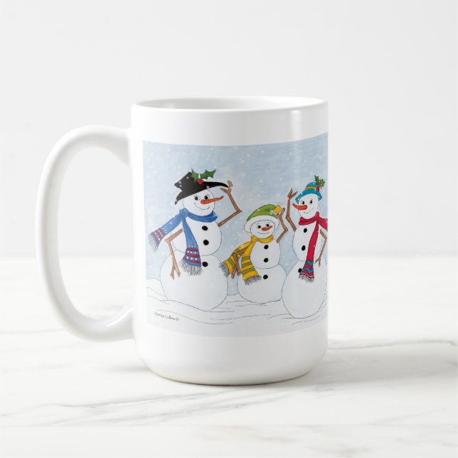 Taza De Café Mugre de muñeco de nieve familiar (Izquierda)