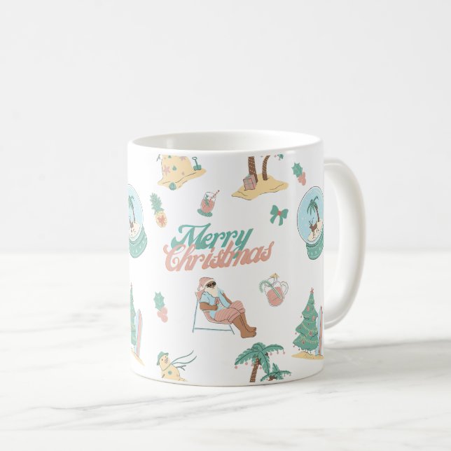 Taza De Café Mugre de Navidad tropical Santa Merry (Anverso derecho)