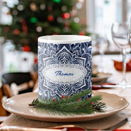 Taza De Café Mugre de nieve de Mandala azul