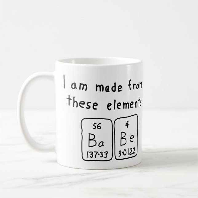 Taza De Café Mugre de nombre de tabla periódica Babe (Izquierda)