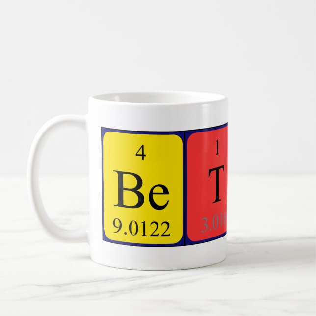 Taza De Café Mugre de nombre de tabla periódica Betsy (Izquierda)