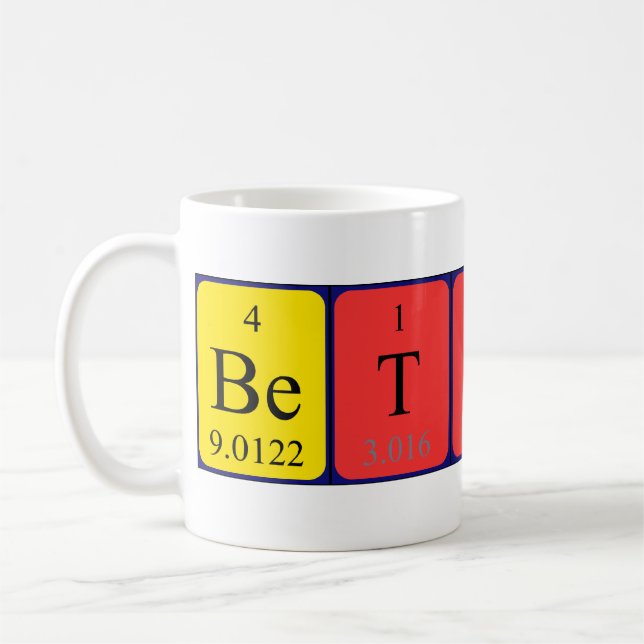Taza De Café Mugre de nombre de tabla periódica Bettina (Izquierda)