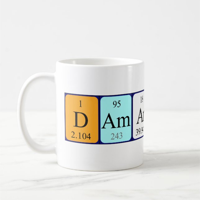 Taza De Café Mugre de nombre de tabla periódica de Damarion (Izquierda)
