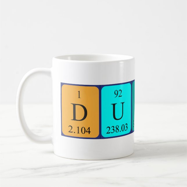 Taza De Café Mugre de nombre de tabla periódica de Dustin (Izquierda)