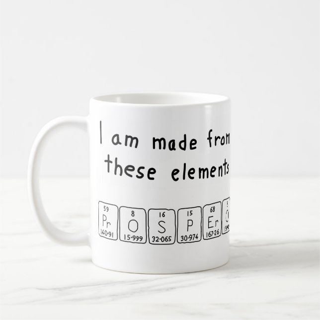 Taza De Café Mugre de nombre de tabla periódica de Prospero (Izquierda)